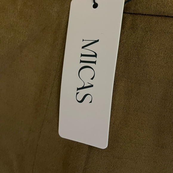 NWT MICAS Women’s Brown Faux Suede Fringe Wide Leg Pants Size Large Pockets - Picture 3 of 11